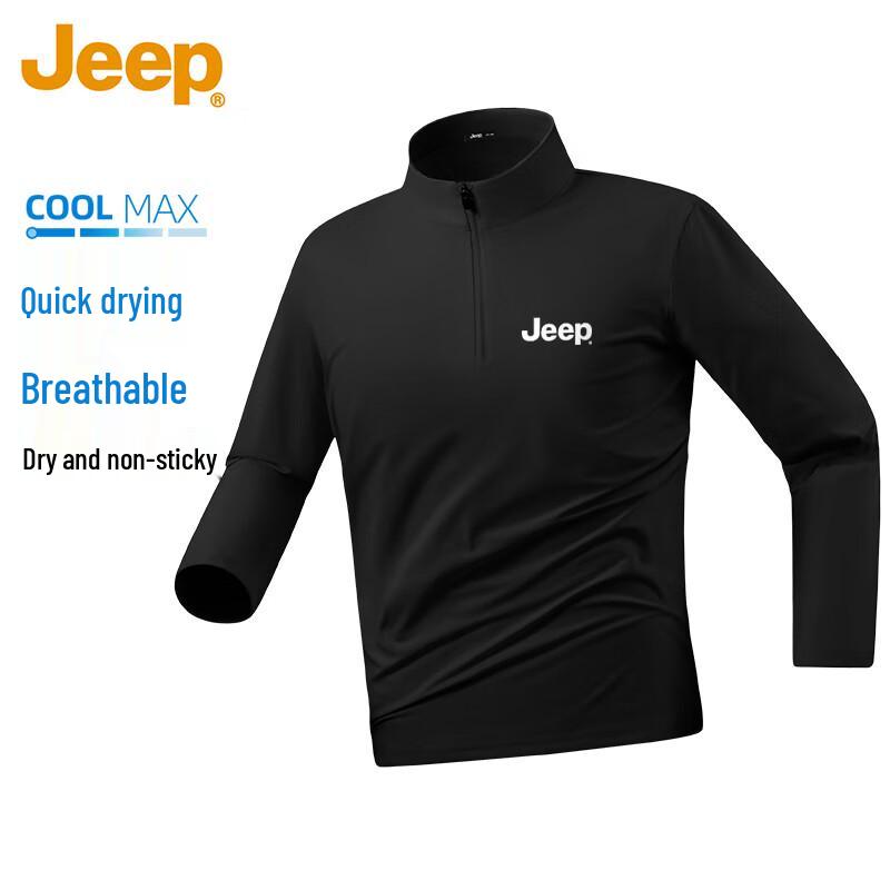 JEEP Men's Quick-Dry Stand Collar Long Sleeve T-Shirt