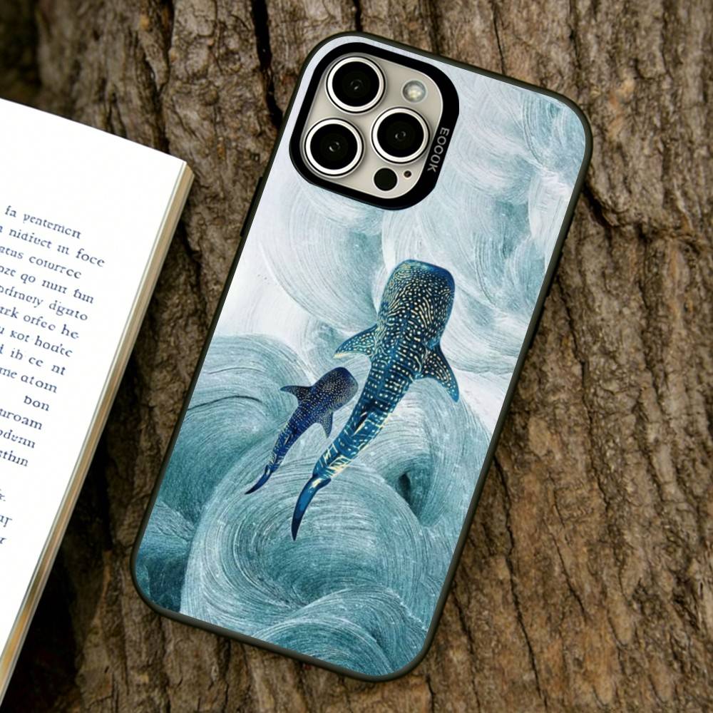 Whale Pattern Phone Case For iPhone 17,16,15,14,13,12,11 Plus,Pro Max,XS,Colorful Silver Black Cover