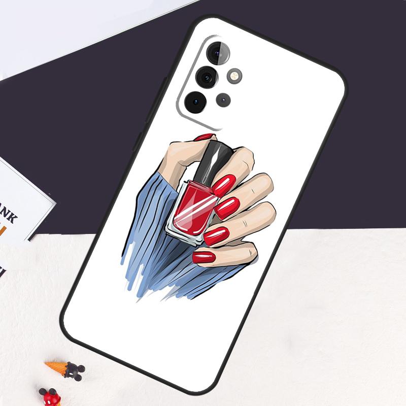 Nail Polish Cover For Samsung Galaxy A54 A34 A14 A51 A71 A50 A52S A73 A53 A33 A13 A12 A52 A32 A22 Back Case