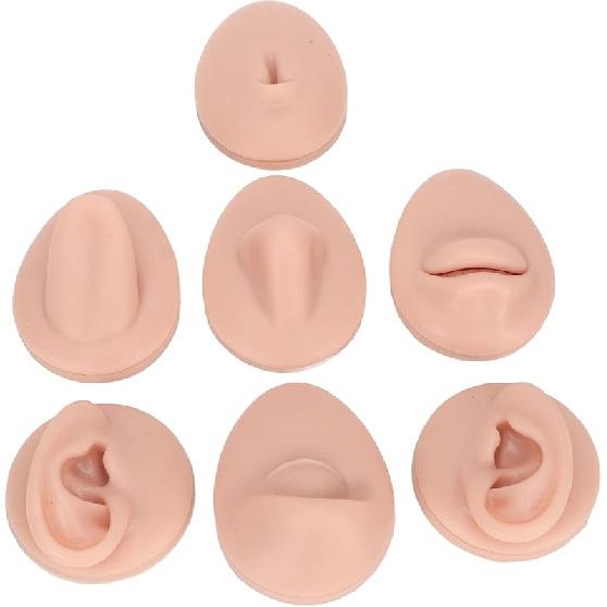 Soft Silicone Flexible Model Body Part Displays Set, Silicone Tongue Mouth Navel Ear Model for Piercing Practice and Jewelry Display Acupuncture