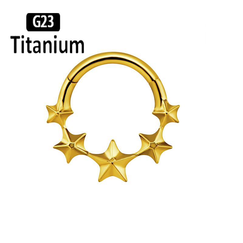 G23 Titanium Piercing Clicker Hight Segment Star Nose Rings Open Small Septum Hoops Earrings Helix Ear Piercing Body Jewelry 16G