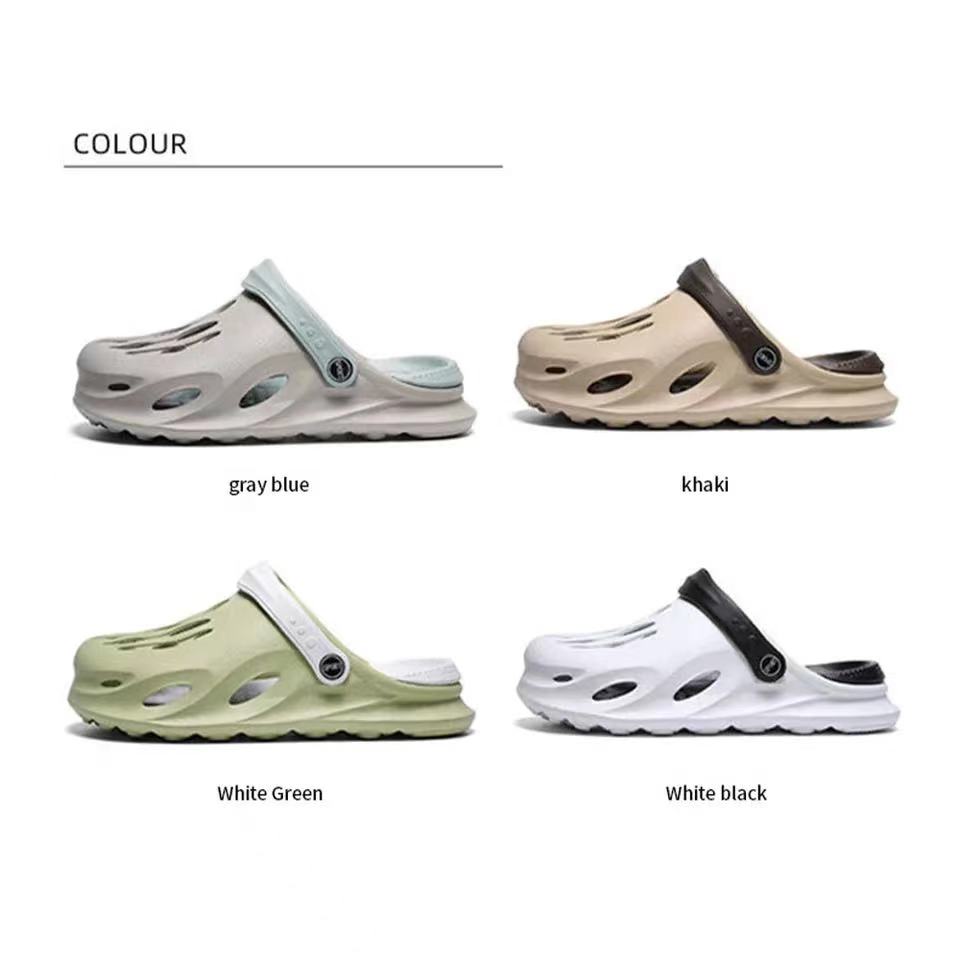 2024 New Men's Fashion Beach Sandals Thick Sole Slipper Waterproof Anti-Slip Sandals Flip Flops Non-slip toe EVA hole shoes