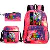 Sprunki Student Starry Sky School Bag Three-piece Rhythm Box Teen Backpack Men's and Women's Casual L