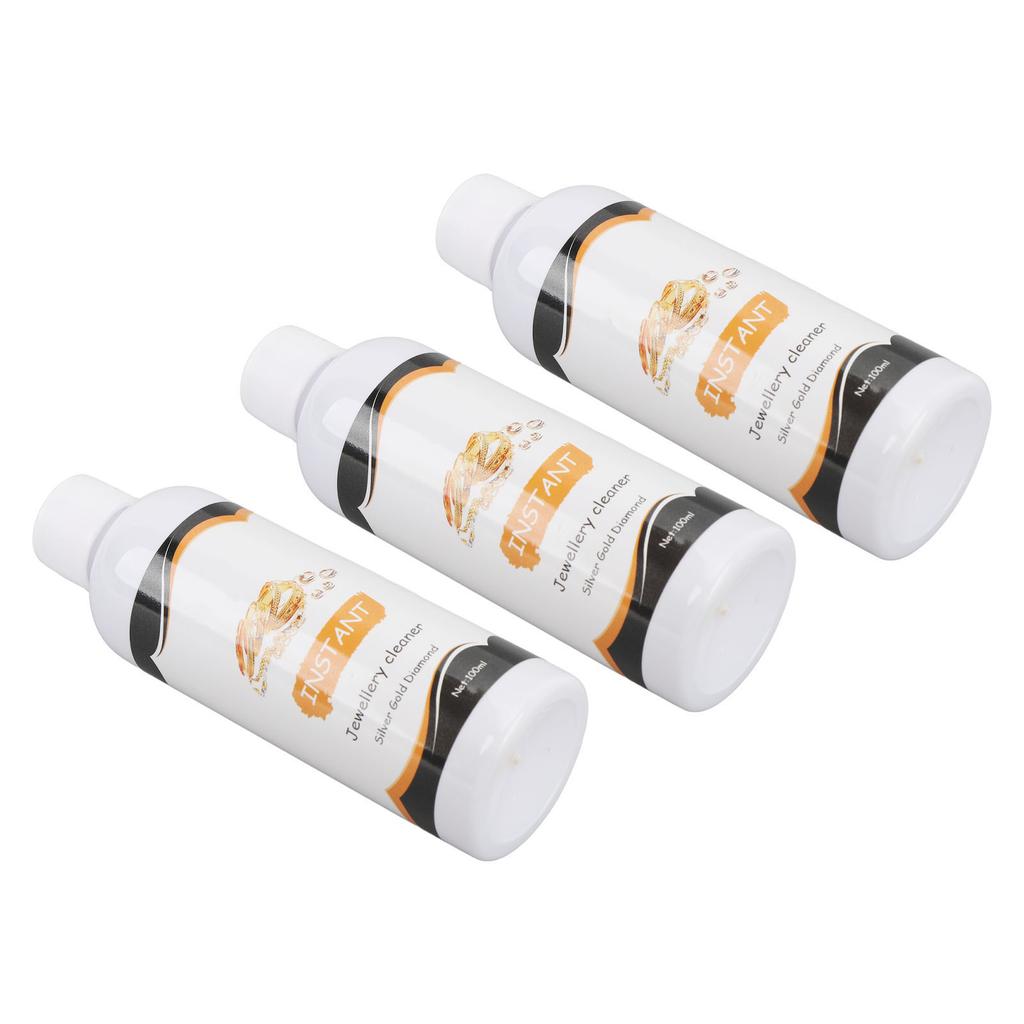 3 Bouteilles 100ml Liquide Nettoyant Bijoux Solution d'Entretien de Surface Agent Nettoyant Décontaminant pour
