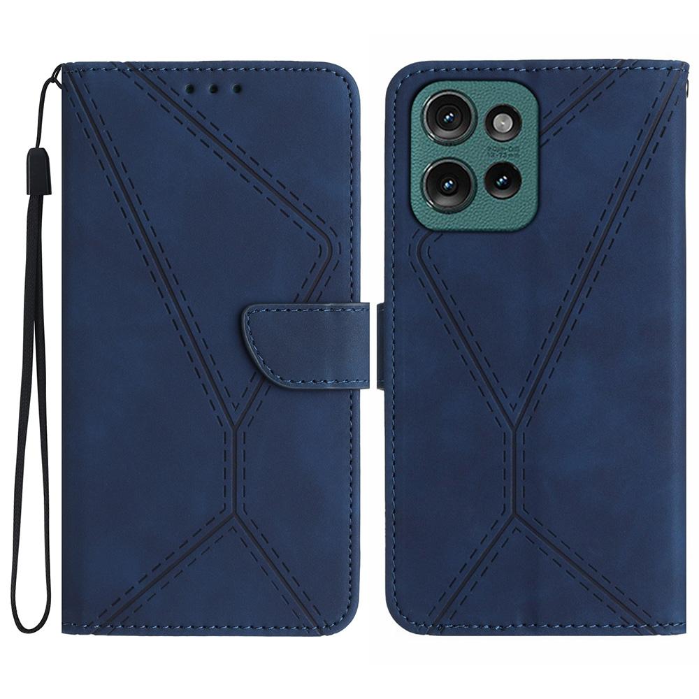 HT05 For Motorola Edge 50 Neo 5G/Moto S50 5G/Thinkphone 25 5G Case Skin-Touch Lines PU Leather Flip Phone Cover