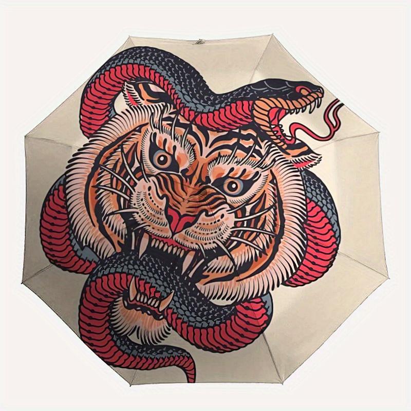 

1pc Tiger Snake Design Automatic Opening/closing Umbrella with Auto Open/Close, Windproof, Foldable Sunshade yy250811168