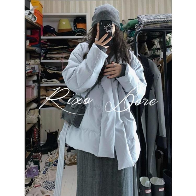 Blue Vintage Cotton Coat for Women with Belt Stylish Winter Jacket Warm and Comfortable Fashion Outerwear