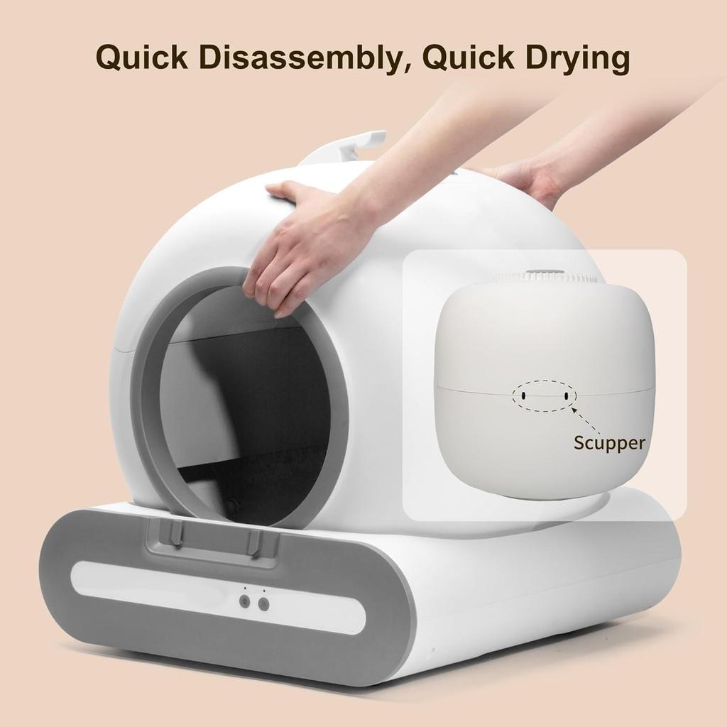 Hot Selling EU Stock Self Cleaning cat Litter Box Arenero Para Gatos Automatico with Plastic Construction 65L Capacity