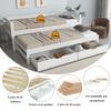 [29596364WAA] Cama de Dia, Cama de Solteiro e Casal, Cama Auxiliar com Rodízios por Baixo, com 2 Gavetas de MDF, Estrutura de Madeira Maciça, Branco (200x90cm/190x90cm)