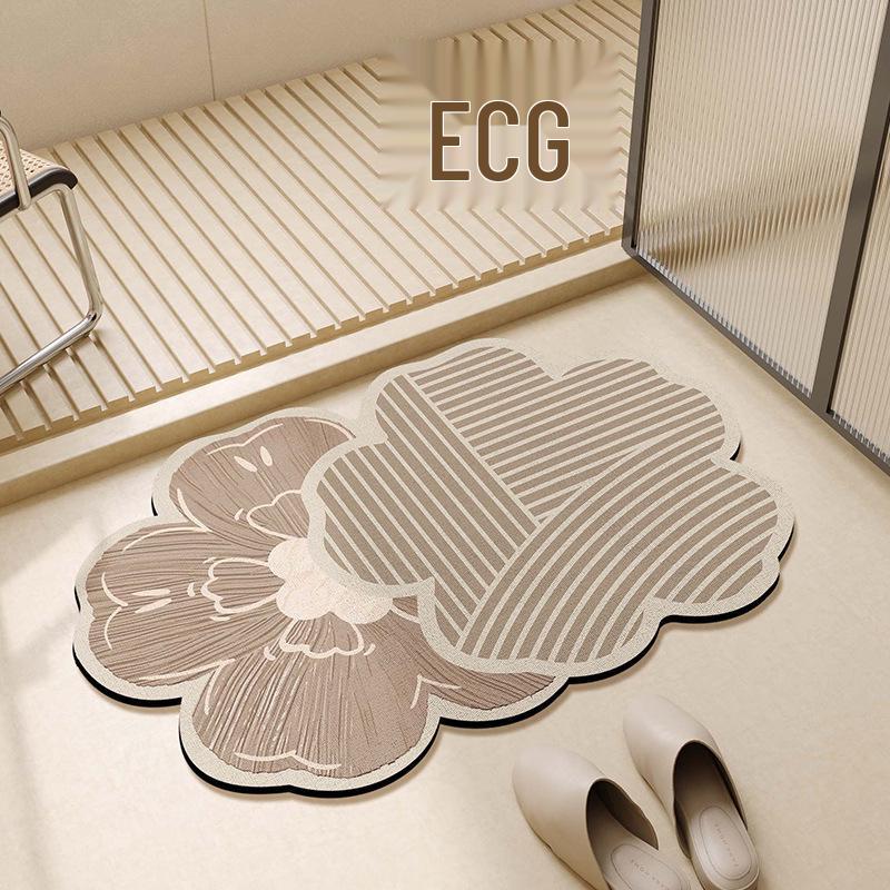 Anti-Slip Absorbent Bathroom Mat: Irregular Flower Design, Dirt-Resistant Diatomaceous Earth