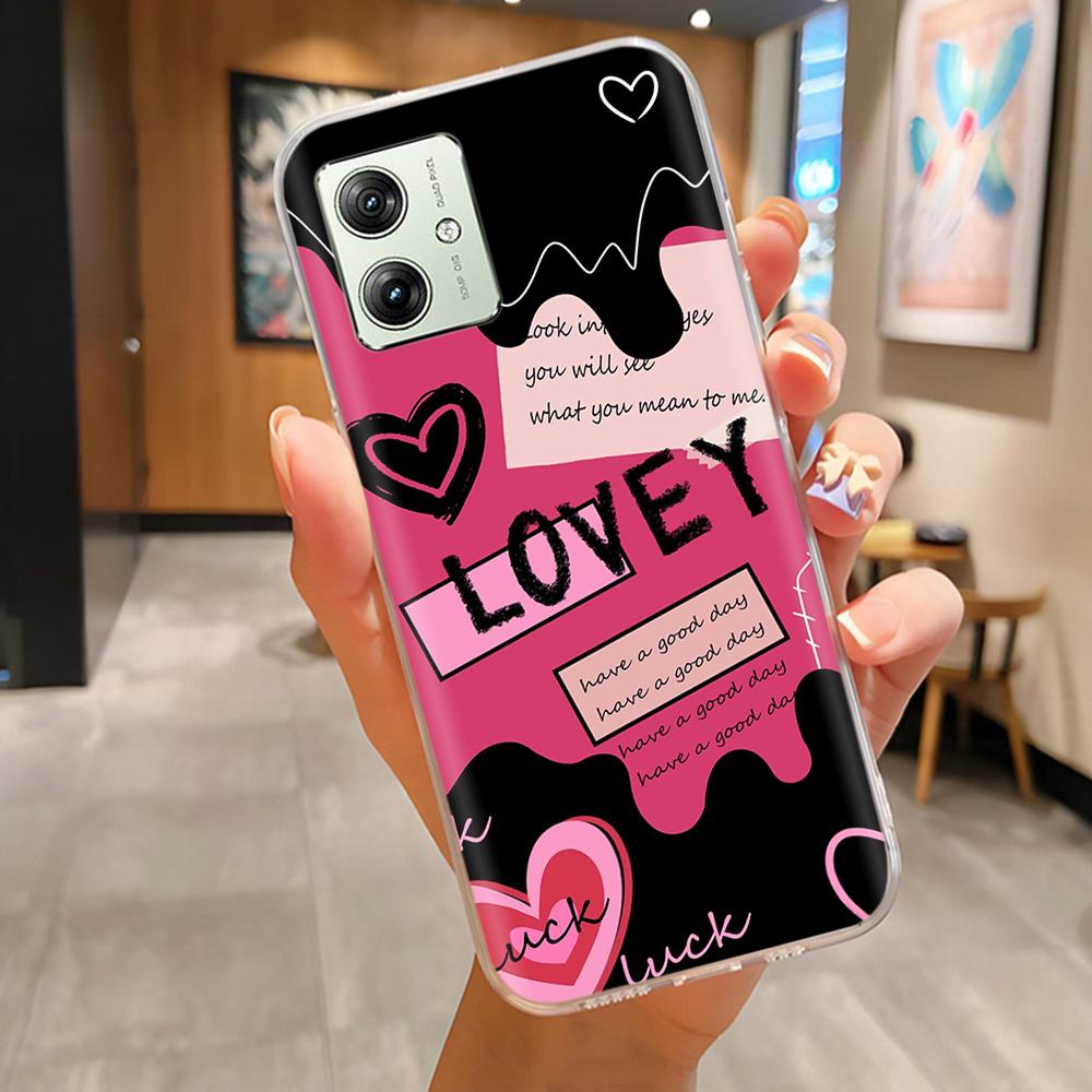 Soft Case For Moto G54 5G Case MotoG54 Silicone Phone Back Cover For Motorola Moto G54 Case XT-2343-1 Flower Love Heart Fundas