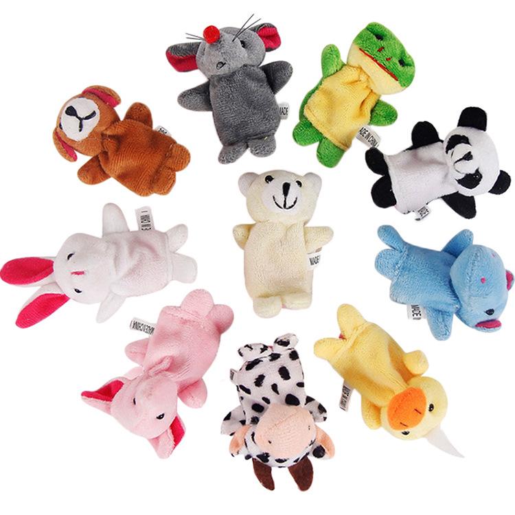 

10pc Cartoon Plush Animal Finger Puppets Set Boy Girl Finger Puppet Pretend Play Plush Dolls Parent-child Game Props Funny Gifts