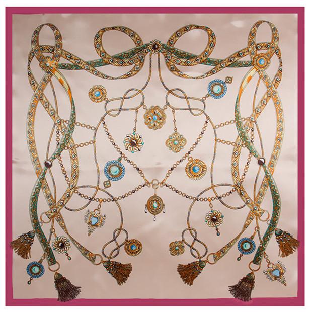 

Fashion Square Scarf 2024 New Chain Women Silk Scarf Hijab Luxury Brand Shawl Foulard Plaid Scarves Wraps For Ladies