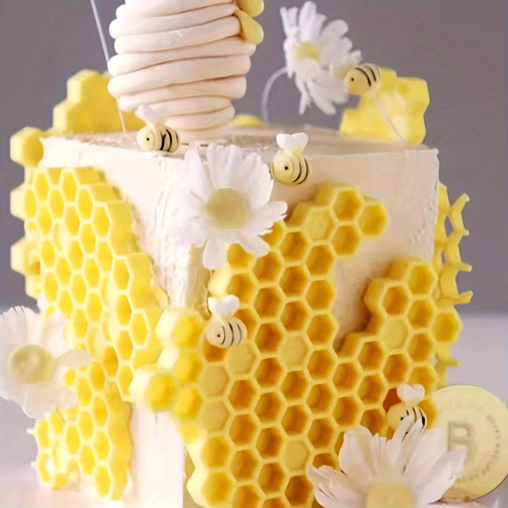 WTEMPO Honeycomb Bee Silicone Fondant Mold Non-Stick Heat-Resistant Mold for Chocolate Candy Cake Cupcakes Easy Release Clean Reusable Baking Supplies