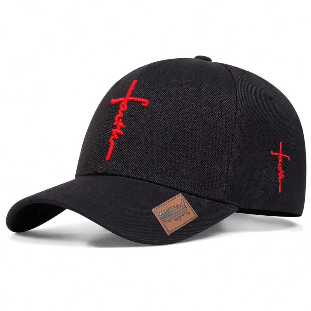 Men Sword Cross Embroidered Baseball Cap Outdoor Adjustable Sunscreen Leisure Hat Spring Autumn Travel Tourism Beach Vacation