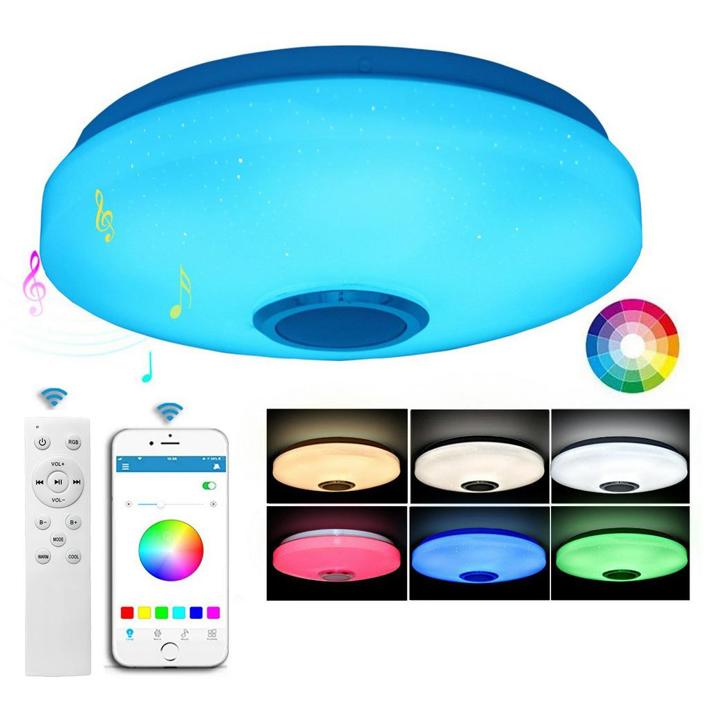 Round LED Music Ceiling Light 30CM 36W Bluetooth-Compatible Smart RGB Colorful Lamp Support Remote/APP Control