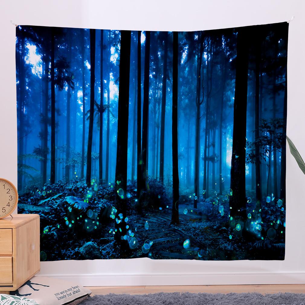 Blue Dream Forest Wall Hanging Bedroom Wall Fabric Living Room Decoration Fabric Background Cloth Hanging Cloth Wall Carpet