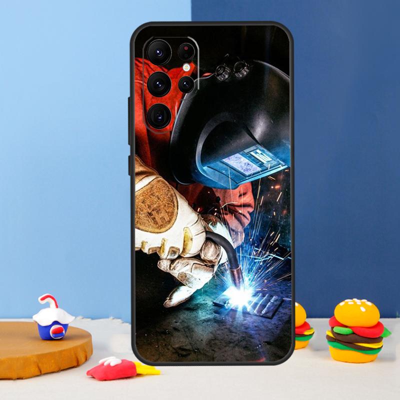 Welder Welding Hot Metal Worker Phone Case For Samsung Galaxy S25 S24 Ultra S9 S10 S20 S22 S21 S23 Plus S24 FE Cover Coque