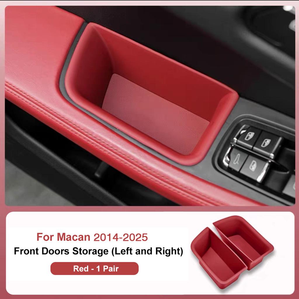 For Porsche Cayenne Macan Car Door Handle Storage Box Front Rear Door Organizer Keys Phone Holder LHD Auto Interior Accessories