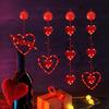 3 Bucăți Lumini Cortină Inimă cu Ventuze Lampă Portabilă Iubire Lumini Fereastră de Ziua Îndrăgostiților cu Telecomandă Iluminat Festiv Romantic