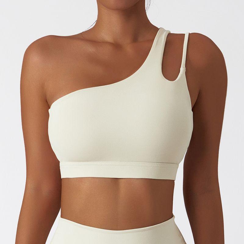 Oblique Shoulder Bubble Wrap Yoga Bra Cloud Sense Beauty Back Exercise Underwear Asymmetrical Shoulder Strap Running Workout Vest Tops
