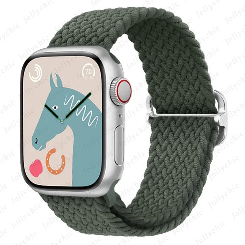 Braided Stretchy Adjustable Straps Compatible for Apple Watch Ultra 2/1 Band 38mm 40mm 41mm 42mm 44mm 45mm 49mm for Women Men