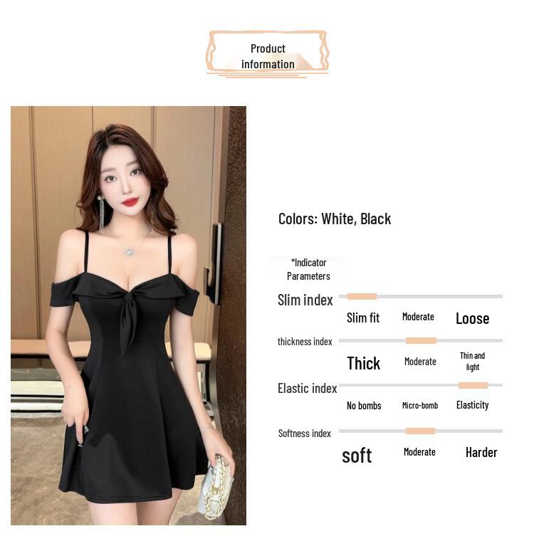 Elegant Spaghetti Strap Little Black Dress - Slimming, Tummy-Hiding, Age-Reducing A-Line Skirt