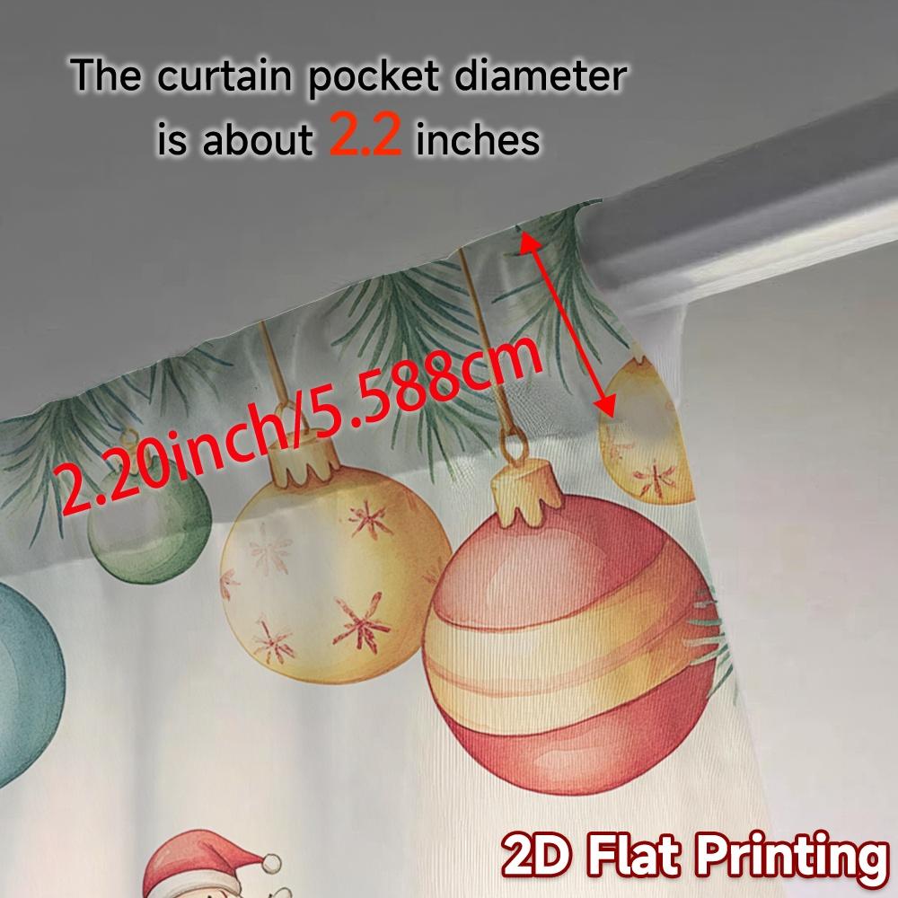 2pcs,Curtains Christmas Ornaments Santa Claus Watercolor (3) Modern Curtains Polyester Easy Install Curtains Gifts Perfect for