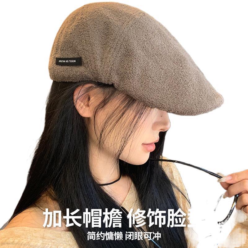 Wearing a beret upside down with a big head and a big face, retro forward hat for women, the new solid-color painter's newsboy hat shows a small face.