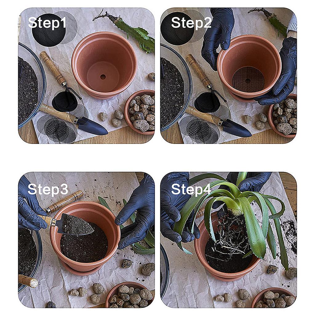 50pcs Plant Pot Hole Mesh Pads Round Flower Pot Drainage Covers Prevent Soil Loss Bonsai Bottom Grid Mat Gardening