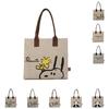 Large Capacity Panda Canvas Shoulder Bag Women Letter Cartoon Cute Tote Bag Street Fashion Shopping Bag