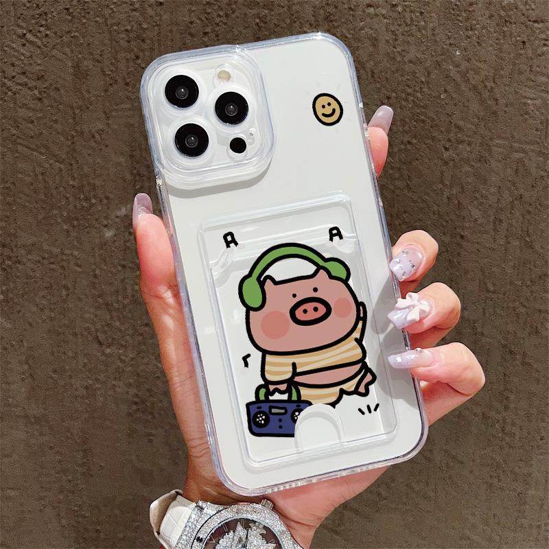 

Силиконовый чехол-карман для карт для iPhone 17 Air 16 14 13 Samsung S23 S24 S25 Plus Redmi Note 14 13 12 11 10 Прозрачный бампер для телефона Vivo V27E/S16E