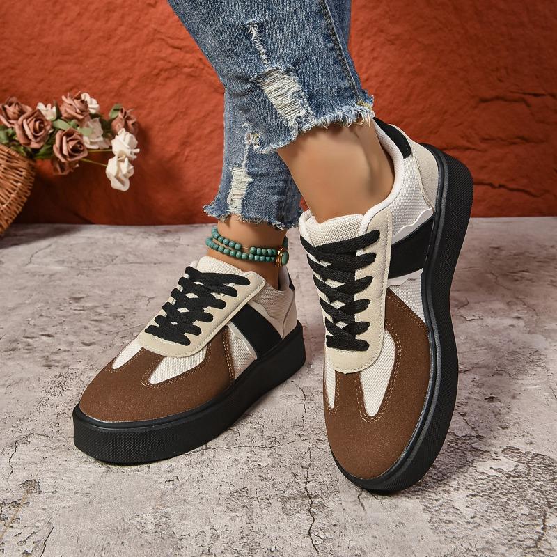 thick-soled women's autumn new retro flat baseplate shoes color matching versatile sports and leisure shoes tide