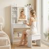 Makeup Vanity Table with Mirror Cabinet, LED Lighting, 2 Drawers, White