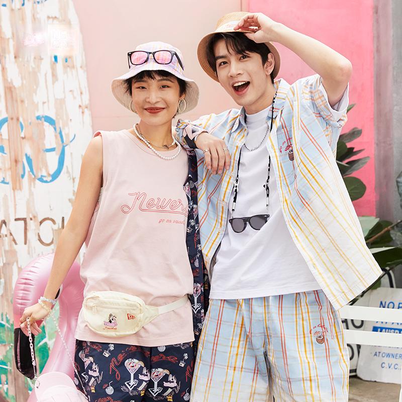 New Era SS22 Gradient Print Loose Shorts Unisex Shorts Blue 13280271