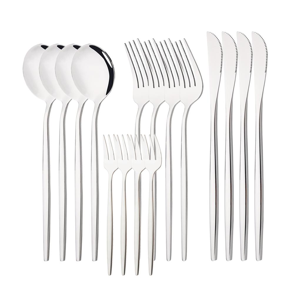 16 Pieces Colorful Silverware Tableware Set Service for 4, Stainless Steel Flatware Kitchen Cutlery Utensils Set for Home Kitchen Restaurant