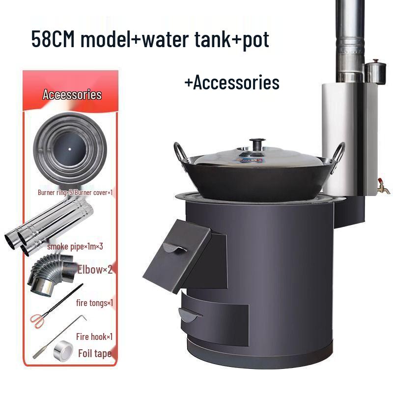 Φορητή Σόμπα Ξύλων Σιδήρου Χωρίς Καπνό: Εσωτερική & Εξωτερική Ενεργειακά Αποδοτική Ξυλόσομπα με Μεγάλο Τραπέζι για Κατσαρόλα