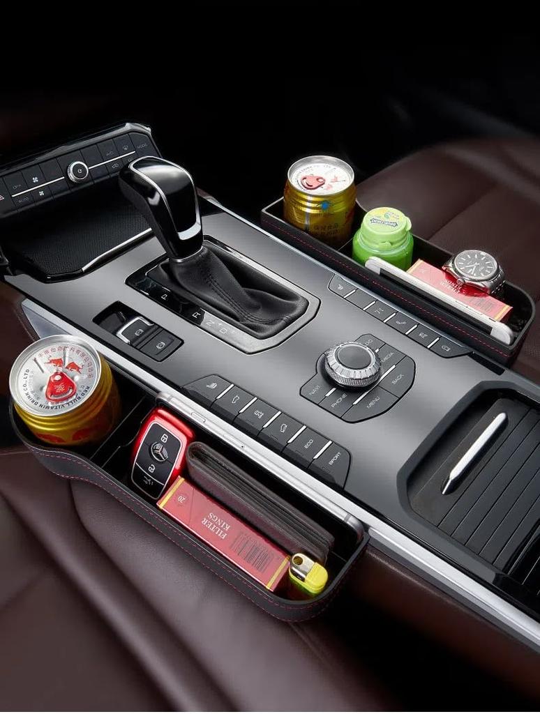 Car Seat Gap Storage Side Storage Box for Drink Car Large Car Seat Side Easy Stores Mobile Remote PU Car Seat Storage Seat Passenger 2 Pieces Included