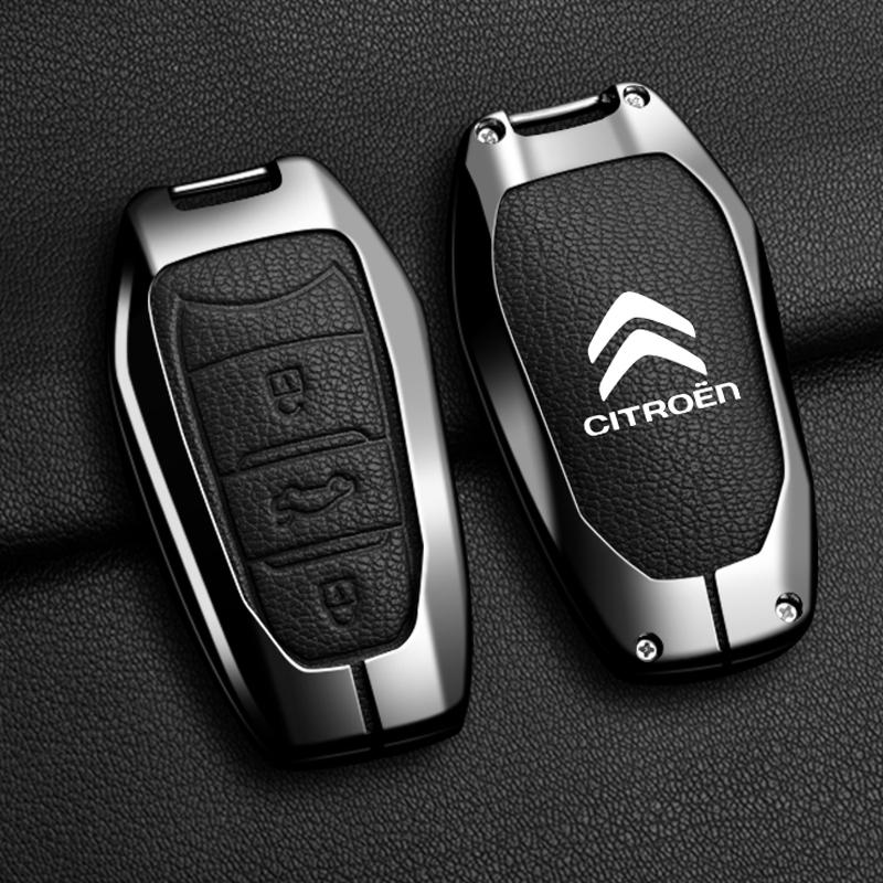 

Zinc Alloy Leather Car Remote Key Case Cover Key Protector Fob For Citroen C1 C2 C4 C6 C3-XR Picasso Grand DS3 DS5 Accessories