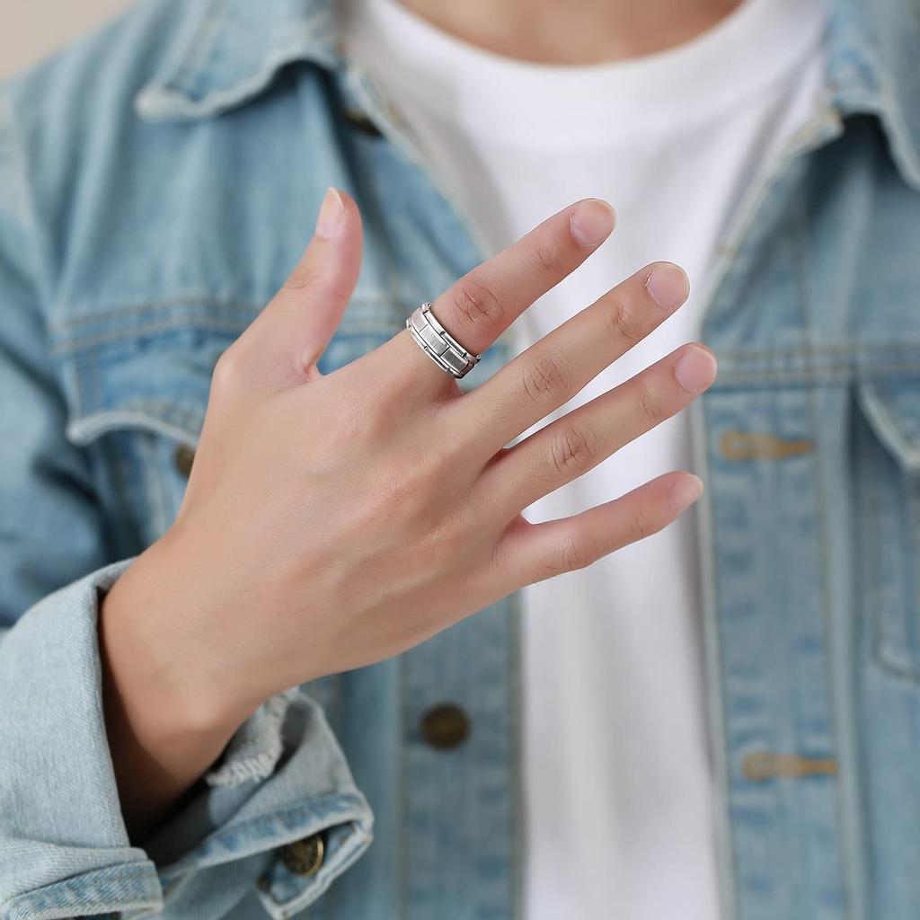 [Rockyu] Accessories Rings Men's Silver Tungsten Ring Simple 8mm Matte Finish Wide