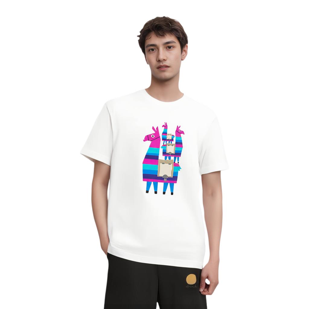 UNIQLO Color Block Printed Crew Neck Casual T-Shirt Unisex Tops White 426829-00