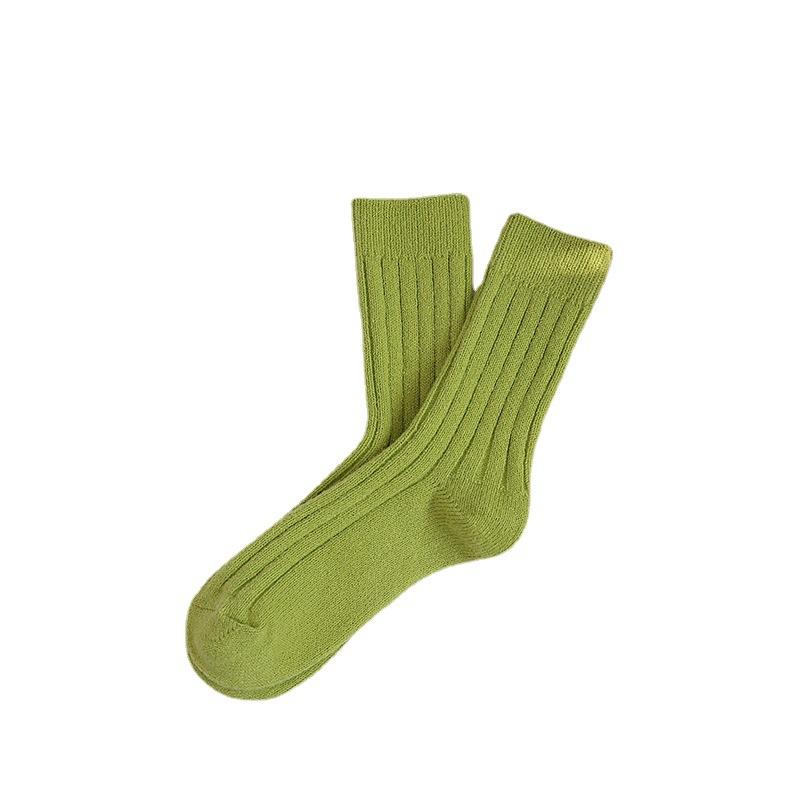 Dui Dui Women's Double-needle Winter Thickened Warm Mid-calf Women's Socks Solid Color Versatile Plush Socks