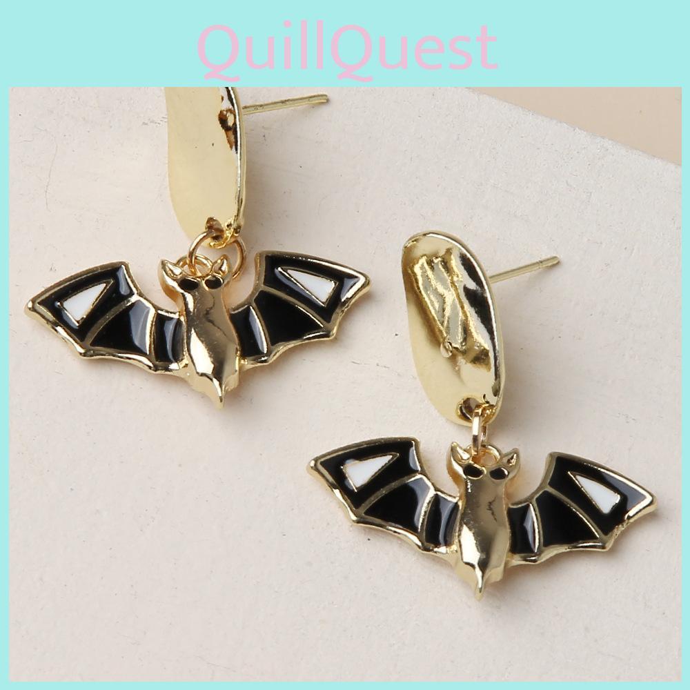 Halloween Bat Pendant Earrings With Electroplated Finish For Female Party Accessories