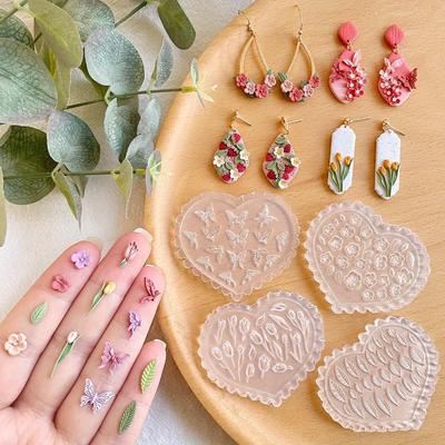 4pcs Spring Polymer Clay Molds – Flower Mini Silicone Molds, Earring & Jewelry Molds for Polymer Clay