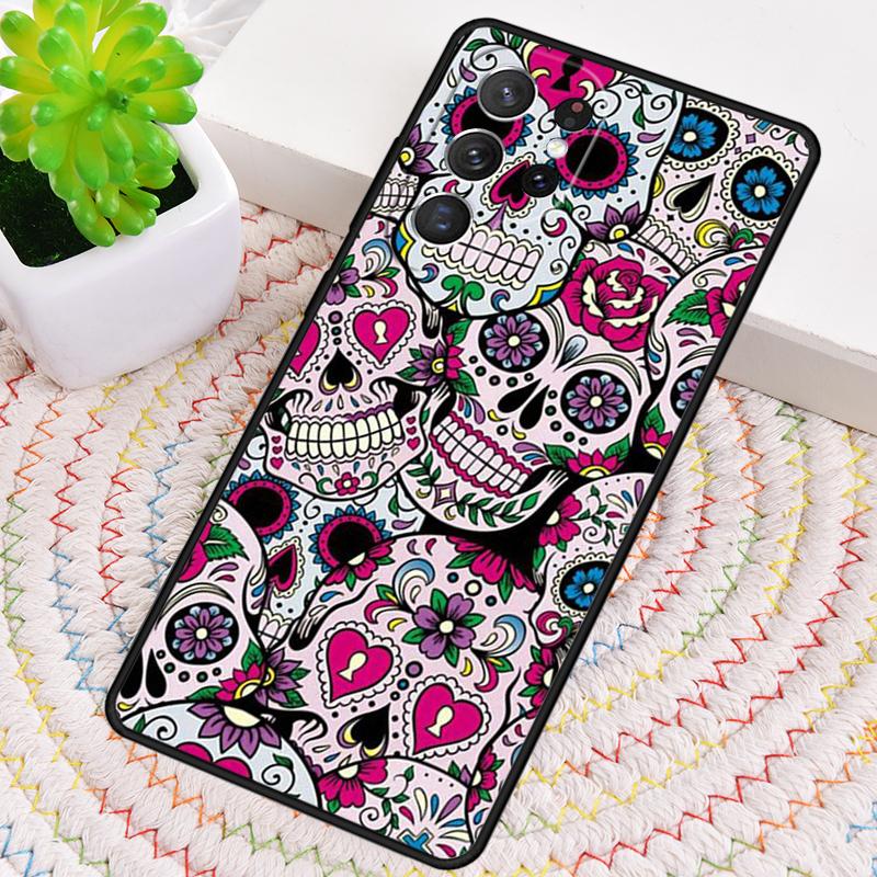 

Mexican Skull Flower Silicone Phone Case For Samsung Galaxy note 10 pro S26 S25 S24 S23 S22 S21 Plus S25Ultra Capa Cover Galaxy S22 5G