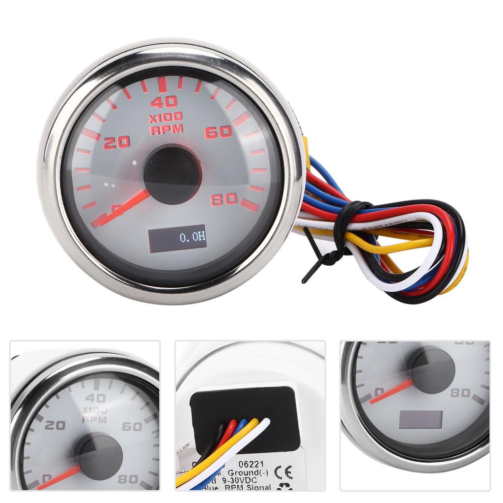 52mm Marine Pointer Tachometer Gauge Red Backlight   for Motorcycle Car Truck Boat Gasoline Engine 932V