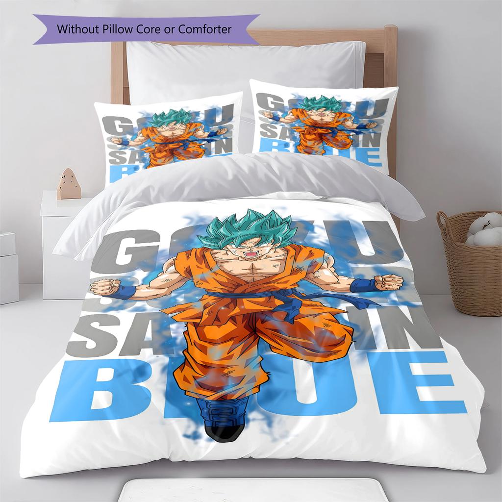 Biancheria da letto con motivo Son Goku, Set piumone Copripiumone Federa Regalo di compleanno per la casa (1 * copripiumino + 2 * federa, senza nucleo)