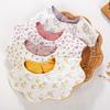 6 Layers Thickened Baby Muslin Cotton Bibs 306°AB Double Side Flower Round Neck Saliva Towel Print Feeding Burp Cloths Banadna