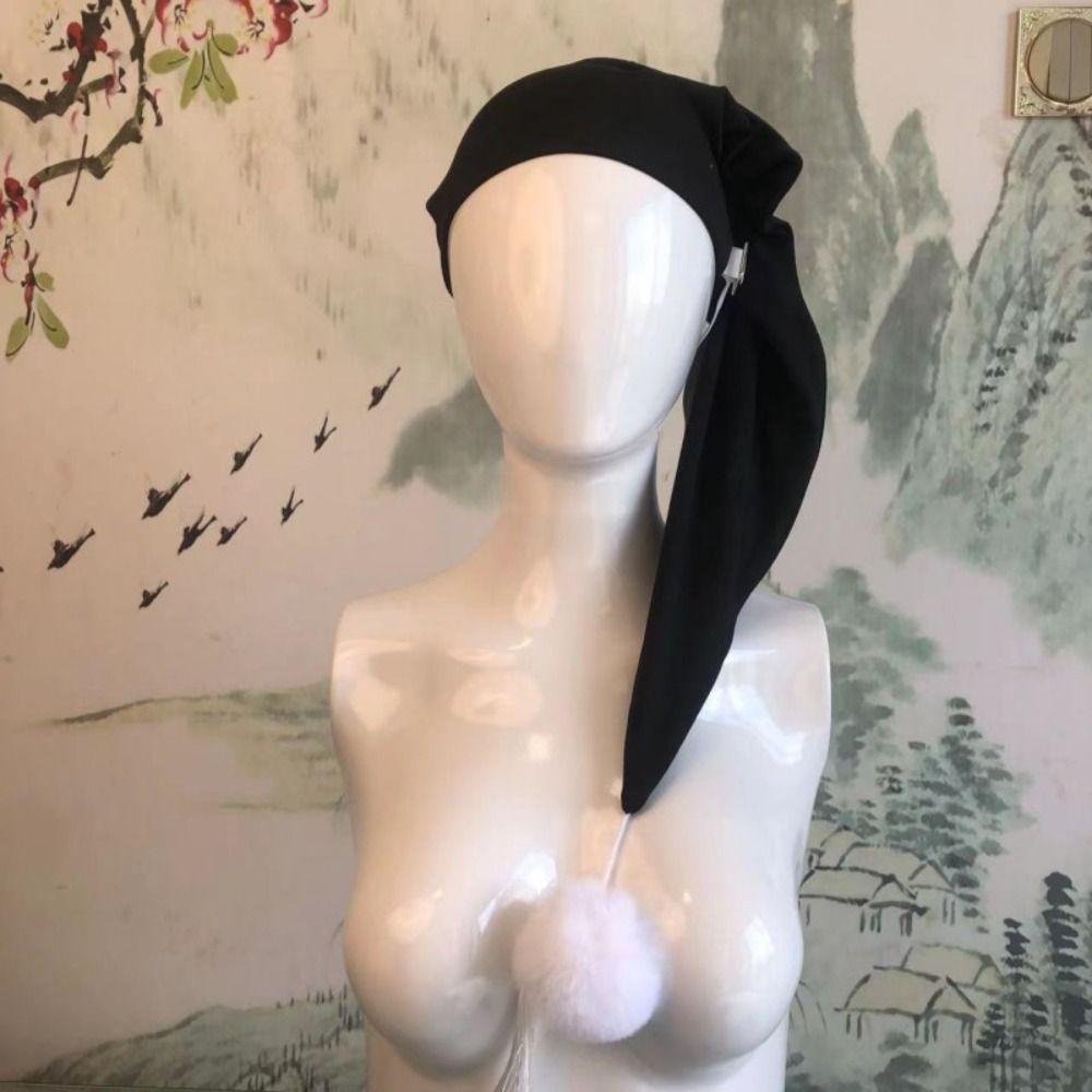 Elastic Sleepwear Hat with Pom Ball Stocking Santa Cap Night Sleeping Caps Women Men