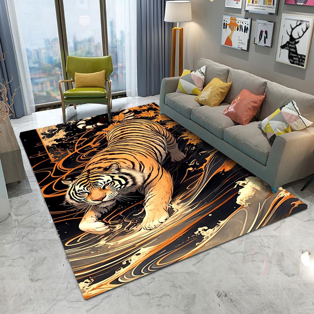 Retro Europa Stil Leopard Tiger Blumen Teppich Wohnzimmer Sofa Schlafzimmer Arbeitszimmer Küche Eingangstürmatte Rutschfest Dekor Teppich